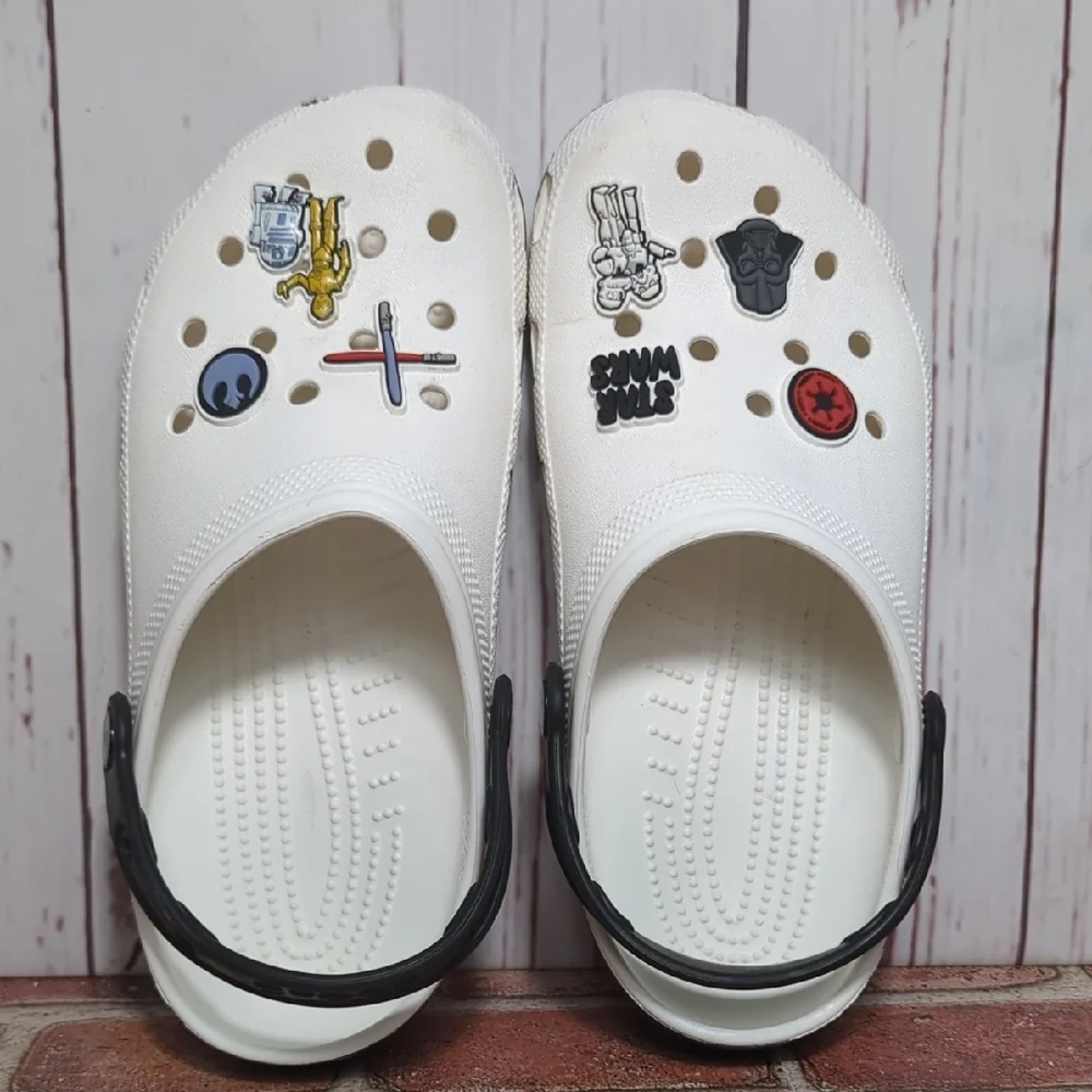 Disney Parks Star Wars Crocs Clogs 2024 Black White Men's 7 Women's 9 HTF Charms